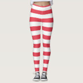 Christmas Red and White Wide Stripe Leggings レギンス (正面)