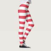 Christmas Red and White Wide Stripe Leggings レギンス (右)