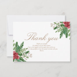 Christmas Red Baby Shower Thank You Card サンキューカード