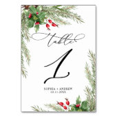 Christmas Red Berries Table 1 Wedding テーブルナンバー (正面)