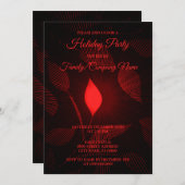 Christmas Red Black Elegant Holidays 招待状 (正面/裏面)