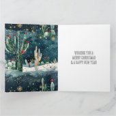 Christmas Red Blue Green Cactus Floral カード (内部)