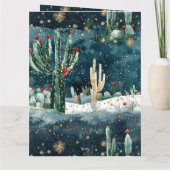 Christmas Red Blue Green Cactus Floral カード (裏面)