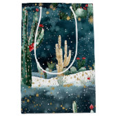 Christmas Red Blue Green Cactus Floral ミディアムペーパーバッグ (正面)