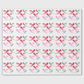 Christmas Red Bows Green Pink Hand Drawn ラッピングペーパー (フラット)