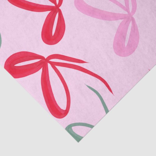 Christmas Red Bows Green Pink Hand Drawn 薄葉紙 (詳細)