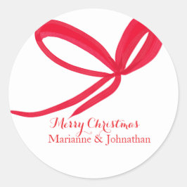 Christmas Red Bows Hand Drawn ラウンドシール