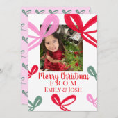 Christmas Red Bows Multicolor シーズンカード (正面/裏面)