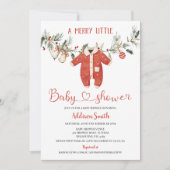 Christmas Red Boys Merry Little Baby Shower  招待状 (正面)