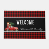 Christmas Red Buffalo Plaid | Rustic Holiday ドアマット (正面)
