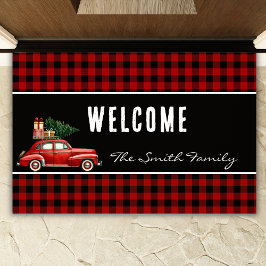 Christmas Red Buffalo Plaid | Rustic Holiday ドアマット