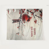 Christmas Red Cardinal Holiday Backdrop タペストリー (正面(横))