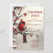 Christmas Red Cardinal Holiday Party Invitation 招待状 (正面)