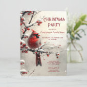 Christmas Red Cardinal Holiday Party Invitation 招待状 (スタンド正面)