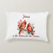 Christmas Red Cardinal Jesus Reason for Season アクセントクッション (裏面)