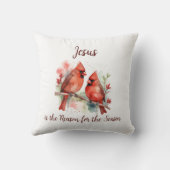 Christmas Red Cardinal Jesus Reason for Season クッション (裏面)