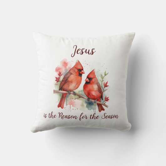 Christmas Red Cardinal Jesus Reason for Season クッション (裏面)