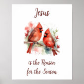 Christmas Red Cardinal Jesus Reason for Season ポスター (正面)