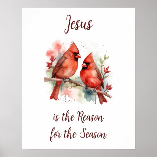 Christmas Red Cardinal Jesus Reason for Season ポスター (正面)