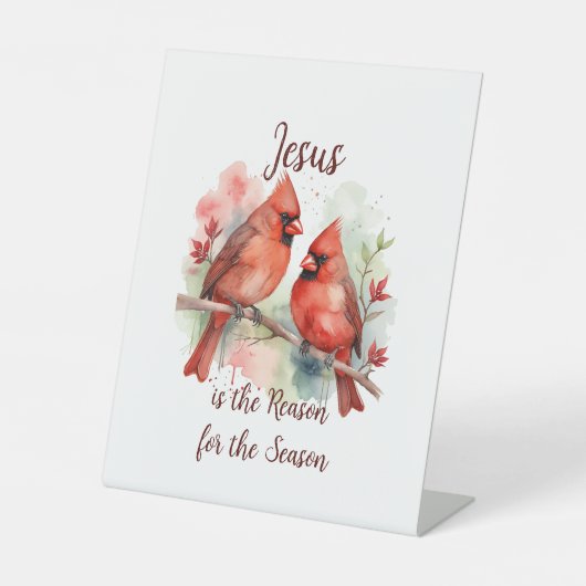 Christmas Red Cardinal Jesus Reason for Season 台座サイン (正面)