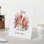 Christmas Red Cardinal Jesus Reason for Season 台座サイン (インサイチュ)