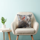Christmas Red Cardinal On Snowy Moose Antlers クッション (椅子)