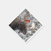 Christmas Red Cardinal On Snowy Moose Antlers スタンダードカクテルナプキン (角)