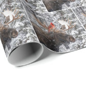 Christmas Red Cardinal On Snowy Moose Antlers ラッピングペーパー (ロールコーナー)