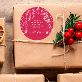 Christmas Red Cheer Holiday Baking Hand Drawn ラウンドシール