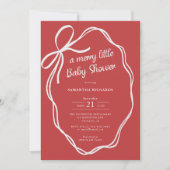 Christmas red coquette bows whimsical baby shower 招待状 (正面)