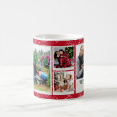 Christmas Red Doodles Multi Photo Family Gift コーヒーマグカップ (中央)