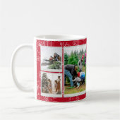 Christmas Red Doodles Multi Photo Family Gift コーヒーマグカップ (左)