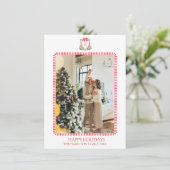 Christmas Red Door Monogram Photo Grandmillennial シーズンカード (スタンド正面)