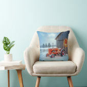 Christmas Red Farm Tractor In Snow クッション (椅子)