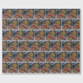 Christmas Red Farm Tractor With Glowing Wreath ラッピングペーパー (フラット)