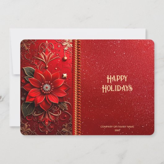Christmas Red Flower Holiday Card シーズンカード (正面)