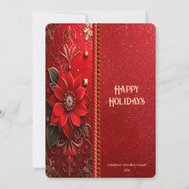 Christmas Red Flower Holiday Card シーズンカード