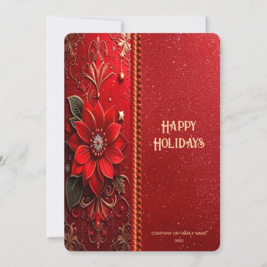Christmas Red Flower Holiday Card シーズンカード (正面)