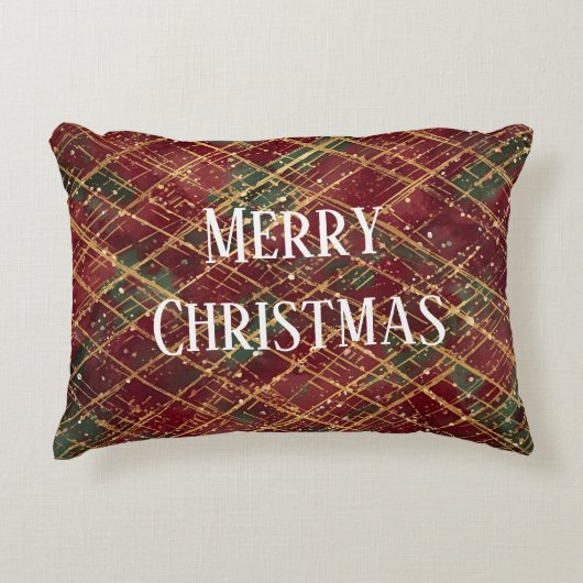 Christmas, Red Gold Green ,White Merry Christmas アクセントクッション (正面)