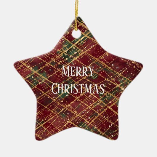 Christmas, Red Gold Green ,White Merry Christmas セラミックオーナメント (正面)