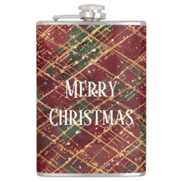 Christmas, Red Gold Green ,White Merry Christmas フラスク
