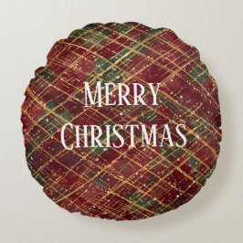Christmas, Red Gold Green ,White Merry Christmas ラウンドクッション