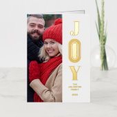 Christmas Red & Gold Original Oval Trend Joy Photo 箔シーズンカード (正面)