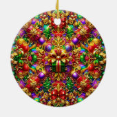 CHRISTMAS Red Gold Purple Green 3D Gift ~ セラミックオーナメント (裏面)
