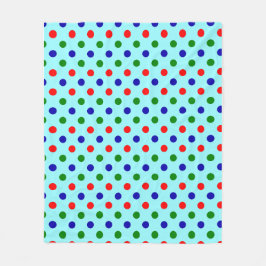 Christmas - Red, Green & Blue Polka Dots Pattern   フリースブランケット