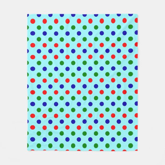 Christmas - Red, Green & Blue Polka Dots Pattern   フリースブランケット (正面)