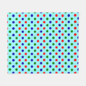 Christmas - Red, Green & Blue Polka Dots Pattern   フリースブランケット (正面(横))