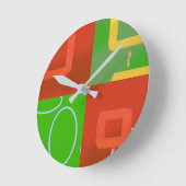 Christmas Red Green Geometric  ラウンド壁時計 (傾斜)