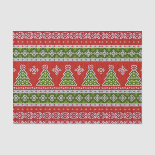 Christmas Red Green Holidays Modern 薄葉紙 (正面)