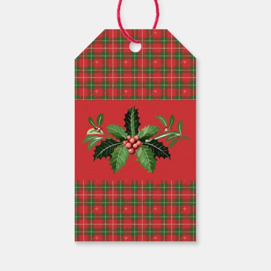 Christmas Red Green Plaid ギフトタグ (裏面)